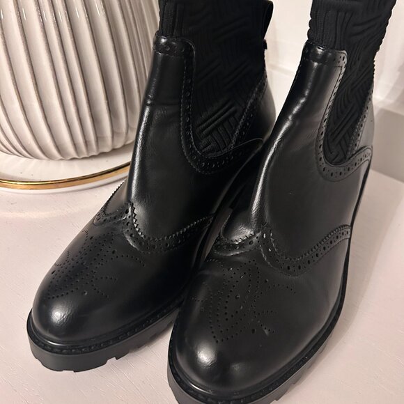 ISNOM Black Chelsea Boots for Women Sock Boots  7.5US - Picture 6 of 6